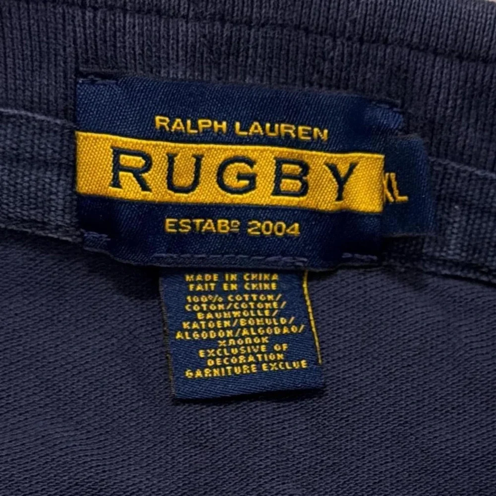 Rare Vintage Ralph Lauren Rugby Polo | Skull Crest |‎ Navy Blue | Men's XL